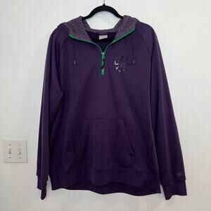 Nike Mens Purple Hoodie Sz XL 1/4 Zip Logo Pinwheel Athleisure Sports Sweatshirt